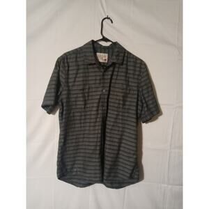 JNCO Crown Brand Shirt Mens Size Large Gray Striped Button up Short Sleeve